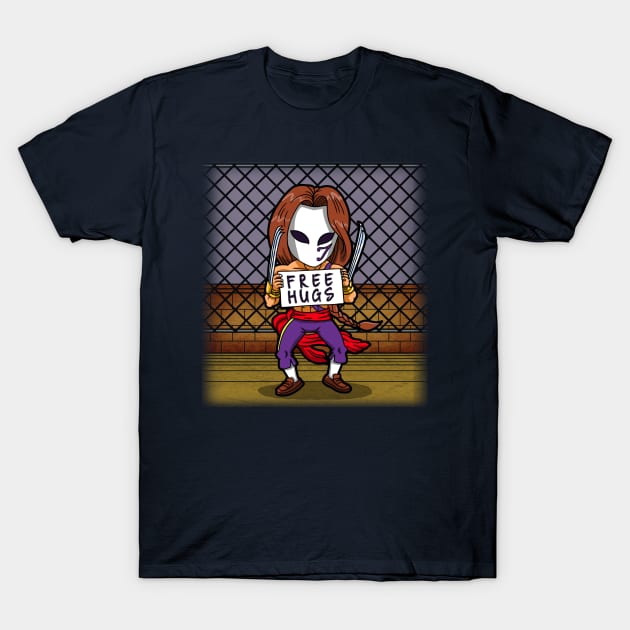 Free Hugs Cute 80's Video Game Martial Artist Warrior Cartoon T-Shirt by BoggsNicolas